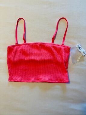 aerie Hot Pink Textured Bikini Tank Swim Top
